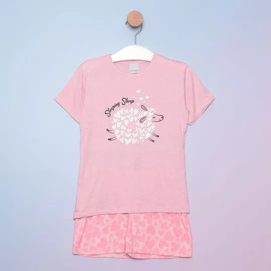 Pijama Infantil Ovelha- Rosa Claro & Rosa- Malwee