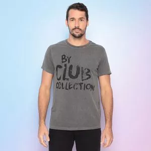 Camiseta Estonada Club Collection<BR>- Cinza Escuro & Preta
