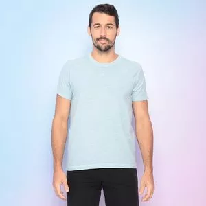 Camiseta Em Flamê Com Bordado<BR>- Azul Claro