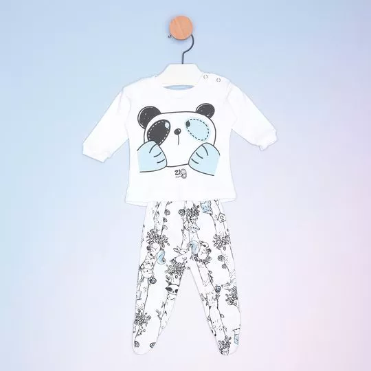 Pijama Infantil Panda- Branco & Preto- ZigMundi