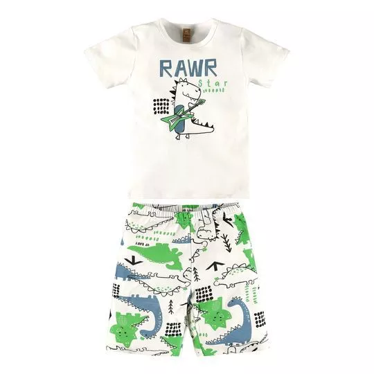 Pijama Dinossauros- Branco & Verde