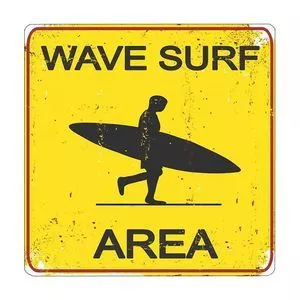 Placa Decorativa Wave Surf Area<BR>- Amarela & Preta<BR>- 25x25x0,3cm<BR>- Kapos