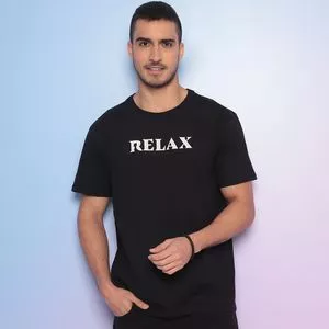 Camiseta Relax<BR>- Preta & Off White