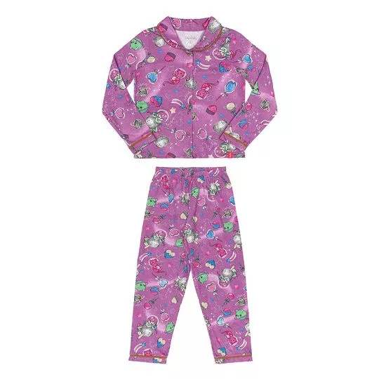 Pijama Infantil Space Cats- Roxo & Pink- Kely&Kety
