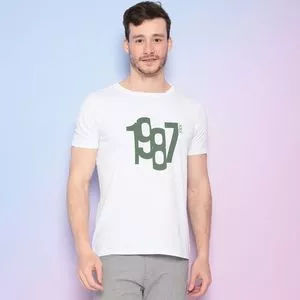 Camiseta 1987<BR>- Branca & Verde Militar<BR>- IODICE