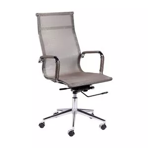 Cadeira Office Tela Alta<BR>- Cobre & Prateada<BR>- 112,5x61x47cm<BR>- Or Design