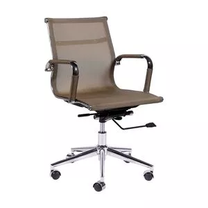 Cadeira Office Tela Baixa<BR>- Cobre & Prateada<BR>- 97x61x47cm<BR>- Or Design
