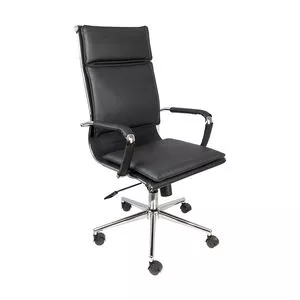 Cadeira Office Soft<BR>- Preta & Prateada<BR>- 118x57x58cm<BR>- Or Design