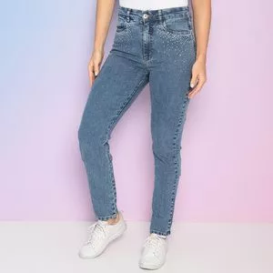 Calça Jeans Skinny Com Termolantes<br /> - Azul<br /> - Morena Rosa