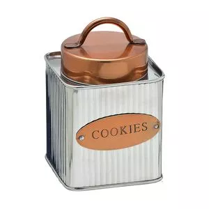 Pote Para Cookies<BR>- Inox & Cobre<BR>- 15x9,5x9,5cm<BR>- Mabruk