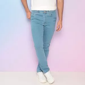 Calça Jeans Skinny Com Bolsos<BR>- Azul Claro