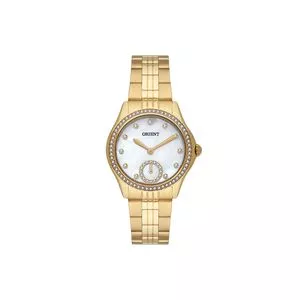 Relógio Analógico FGSS0189<BR>- Dourado & Branco<BR>- Orient