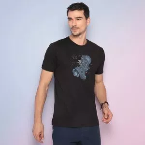Camiseta Abstrata<BR>- Preta & Azul Claro<BR>- Forum