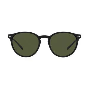 Óculos De Sol Redondo<BR>- Preto & Verde Escuro<BR>- Polo