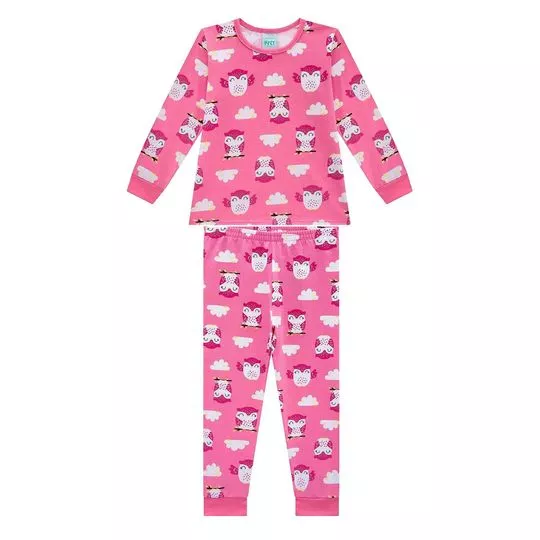 Pijama Infantil Corujinha- Rosa & Branco- Kyly