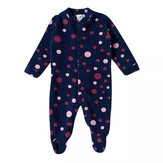Pijama Infantil Bolinhas- Azul Marinho & Rosa- Tip Top