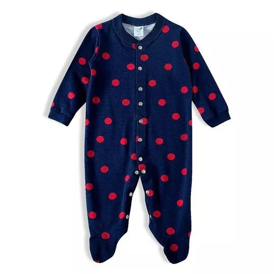 Pijama Infantil Poá- Azul Marinho & Vermelho- Tip Top