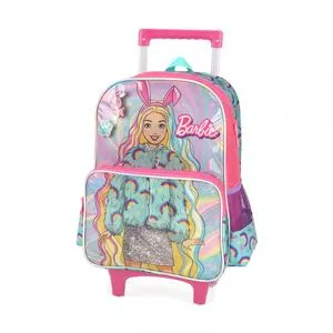 Mochila De Rodinhas Barbie®<BR>- Rosa & Azul Claro<BR>- 40x32x11,5cm<BR>- Luxcel