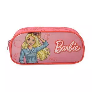 Estojo Barbie®<BR>- Rosa Claro & Laranja<BR>- 2,5x12,5x23,3cm<BR>- Luxcel