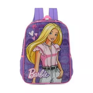 Mochila Barbie®<BR>- Roxa & Rosa<BR>- 2,5x25x31cm<BR>- Luxcel