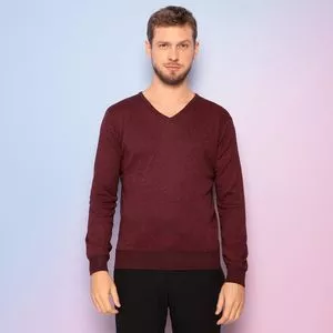 Suéter Em Tricô<BR>- Vinho