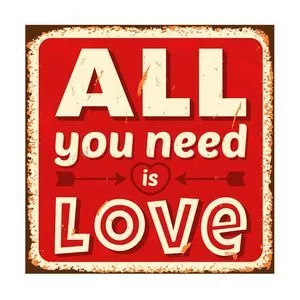 Placa Decorativa All You Need Is Love<BR>- Preta & Vermelha<BR>- 25x25x0,3cm<BR>- Kapos