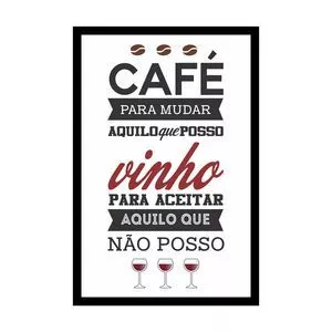 Quadro Decorativo Café Para Mudar<BR>- Preto & Branco<BR>- 33x23x1,2cm<BR>- Kapos