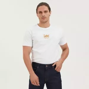 Camiseta Lee®<BR>- Branca & Amarelo Escuro