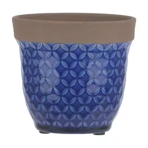Vaso Texturizado<BR>- Azul Escuro & Bege Escuro<BR>- 10xØ10,5cm<BR>- Florarte