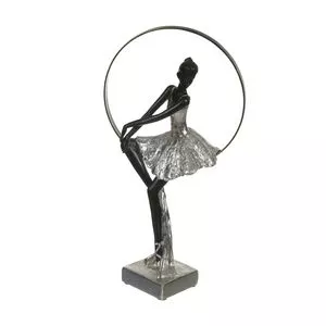 Bailarina Decorativa<BR>- Preta & Prateada<BR>- 33x18x11cm<BR>- Florarte