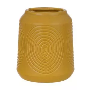 Vaso Decorativo Em Relevo<BR>- Amarelo Escuro<BR>- 14xØ16,5cm<BR>- Florarte