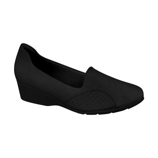 Sapato Anabela Com Recortes- Preto- Salto: 3,5cm- Modare