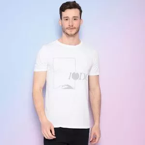 Camiseta Com Inscrições<BR>- Branca & Cinza Claro<BR>- Iódice