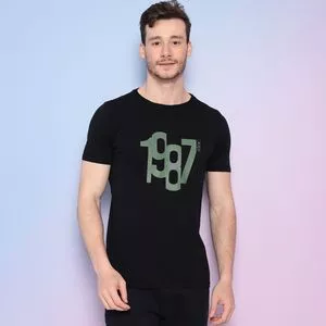 Camiseta Com Inscrições<BR>- Preta & Verde<BR>- Iódice