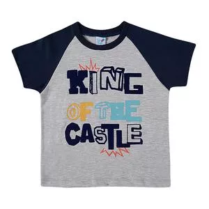 Camiseta King Off The Castle<BR>- Cinza Claro & Azul Marinho