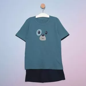 Pijama Dog Com Recortes<BR>- Azul Escuro & Azul Marinho