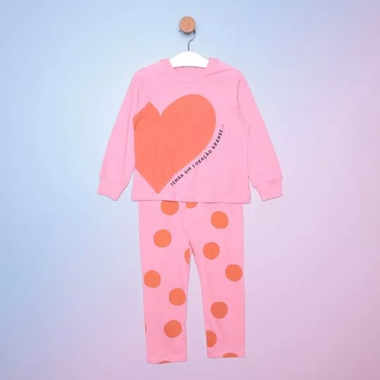 Pijama Coração- Rosa & Laranja