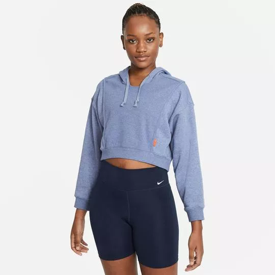 Blusão Cropped Nike Dri-Fit Novelt Fleece - Azul