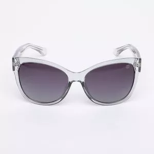 Óculos De Sol Arredondado<BR>- Incolor & Cinza Escuro