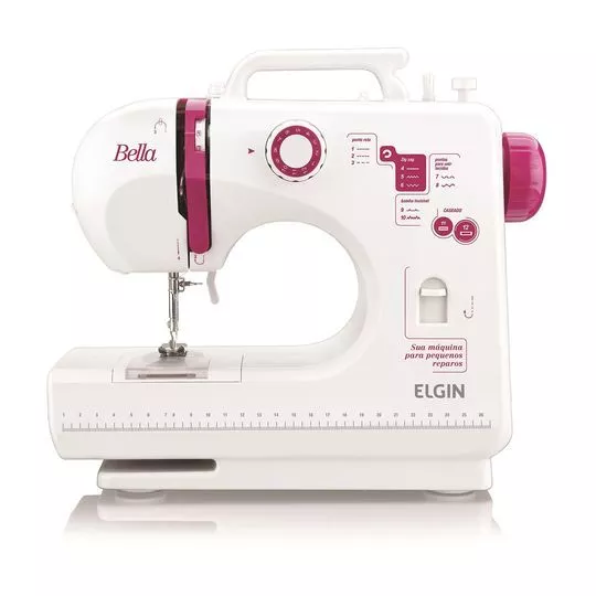 Máquina De Costura Bella- Branca & Pink- 30x26x12cm- Bivolt- 50W