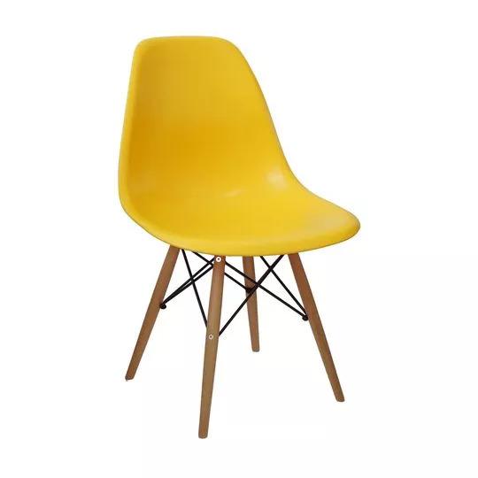 Cadeira Eames- Amarela & Madeira- 80,5x46,5x42cm- Or Design