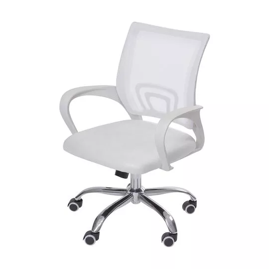 Cadeira Office Tok- Branca & Prateada- 93x60x59,5cm- Or Design