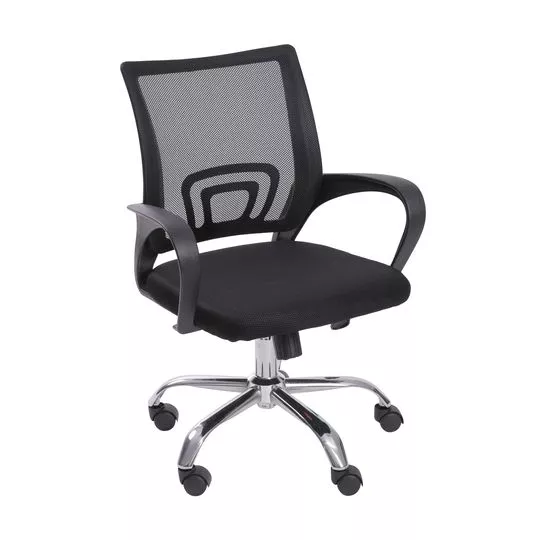 Cadeira Office Tok- Preta & Prateada- 93x60x59,5cm- Or Design