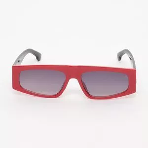 Óculos De Sol Retangular<BR>- Roxo & Vermelho