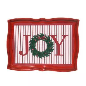 Bandeja De Natal Com Inscrições<BR>- Vermelha & Branca<BR>- 2x40x32cm<BR>- Florarte