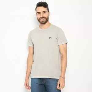 Camiseta Estonada Com Bordado<BR>- Cinza