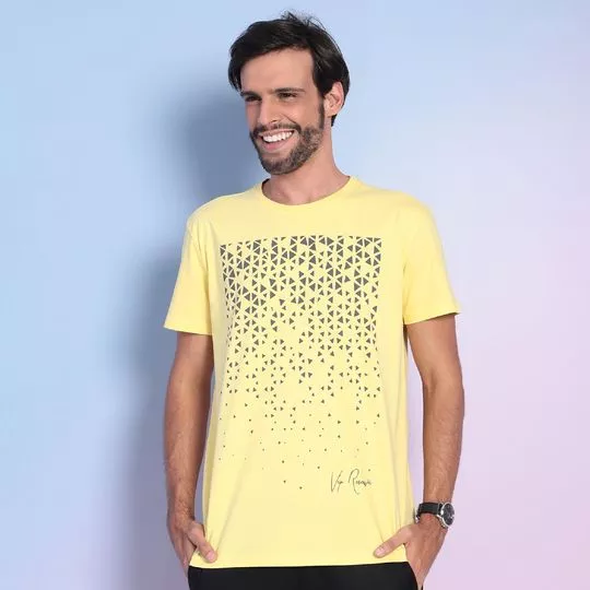 Camiseta Geométrica- Amarela & Cinza Escuro