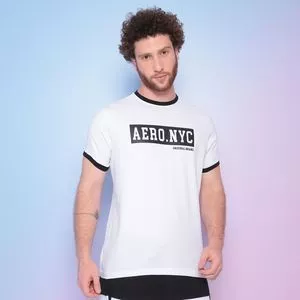 Camiseta Aero NYC<BR>- Branca & Preta<BR>- Aeropostale