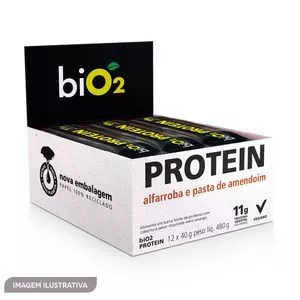 Protein Bar<BR>- Alfarroba & Pasta De Amendoim<BR>- 12 unidades<BR>- BiO2 Organic