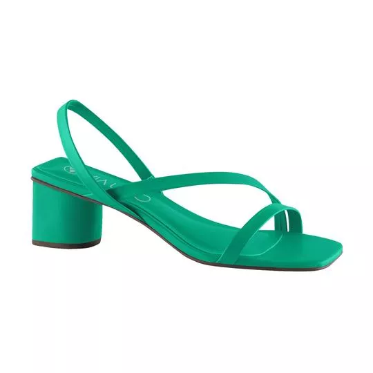 Sandália Com Tiras- Verde Claro- Salto: 3,9cm